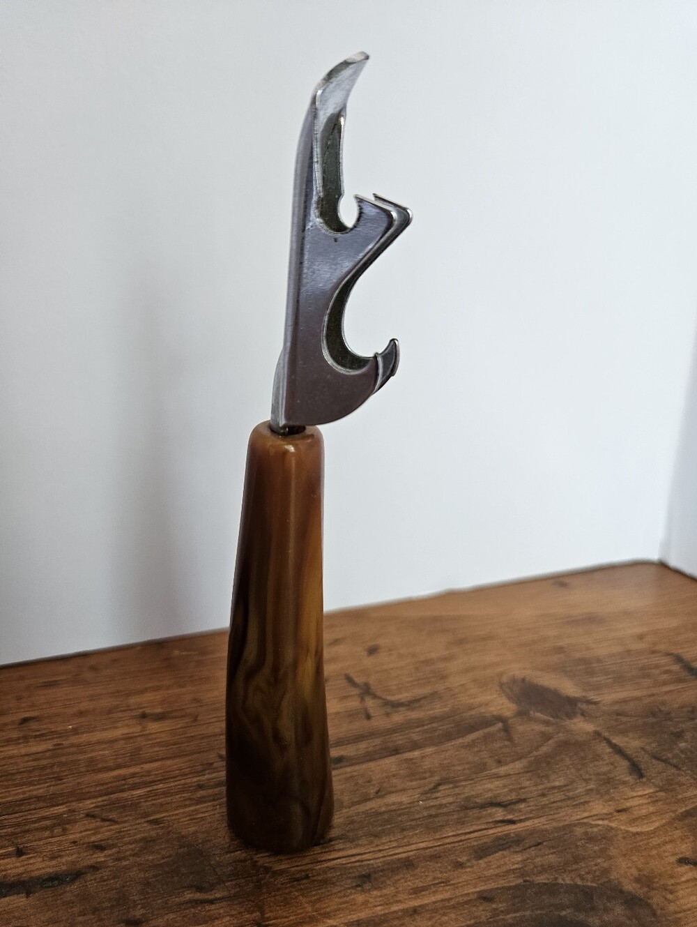 Vintage Bakelite Bottle Opener Amber Colored Handle And Silver-tone Top - Picture 4 of 8